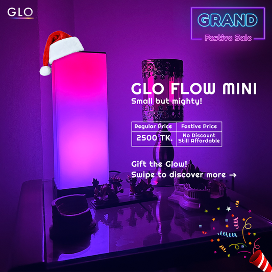 GLO Flow Mini Smart LED Lamp - Compact 360° Ambient Lighting with Music Sync