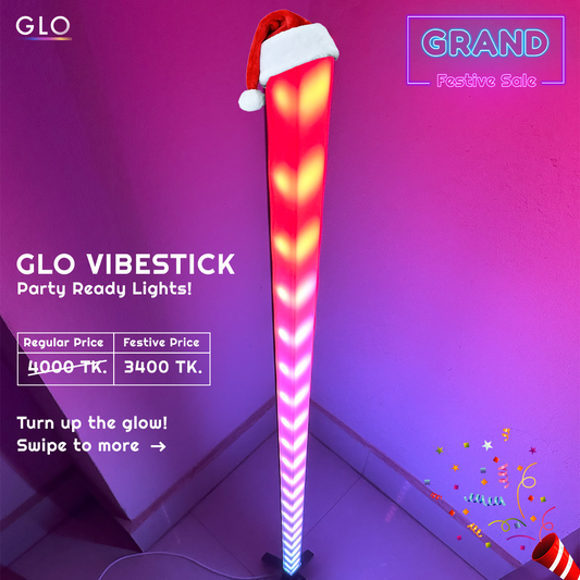 GLO VibeStick Floor Lamp - Sleek Minimalist Design with Diffused Lighting